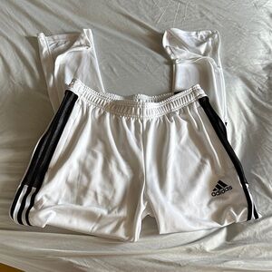 adidas White Pants with Black Stripe Accents